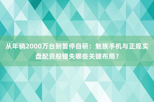 从年销2000万台到暂停自研：魅族手机与正规实盘配资般错失哪些关键布局？
