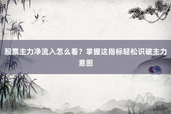 股票主力净流入怎么看？掌握这指标轻松识破主力意图