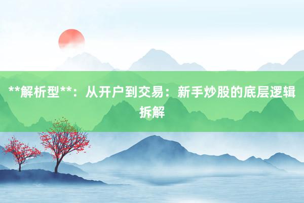 **解析型**：从开户到交易：新手炒股的底层逻辑拆解