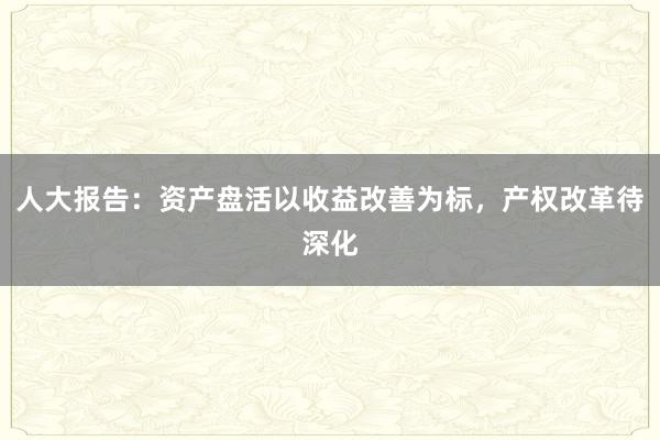 人大报告：资产盘活以收益改善为标，产权改革待深化