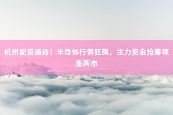 杭州配资涌动！半导体行情狂飙，主力资金抢筹领涨两市