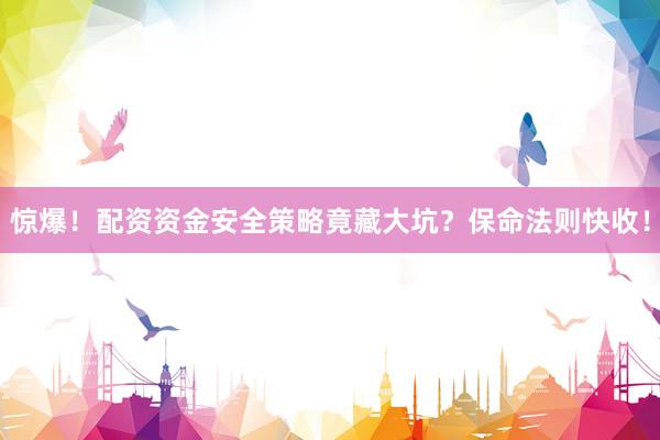 惊爆！配资资金安全策略竟藏大坑？保命法则快收！