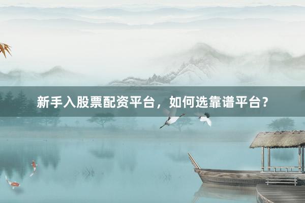 新手入股票配资平台，如何选靠谱平台？
