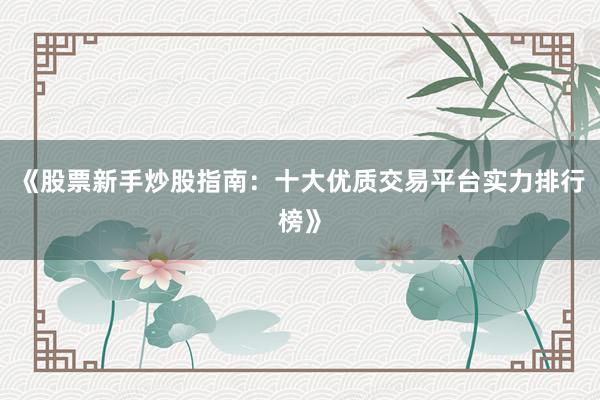 《股票新手炒股指南:十大优质交易平台实力排行榜》