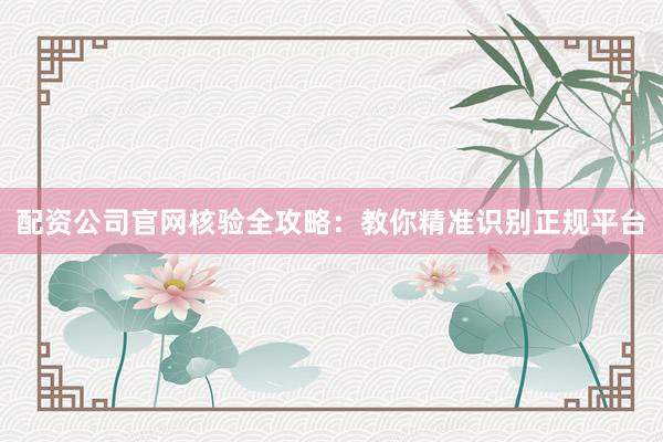 配资公司官网核验全攻略:教你精准识别正规平台