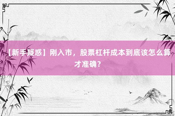【新手疑惑】刚入市,股票杠杆成本到底该怎么算才准确?